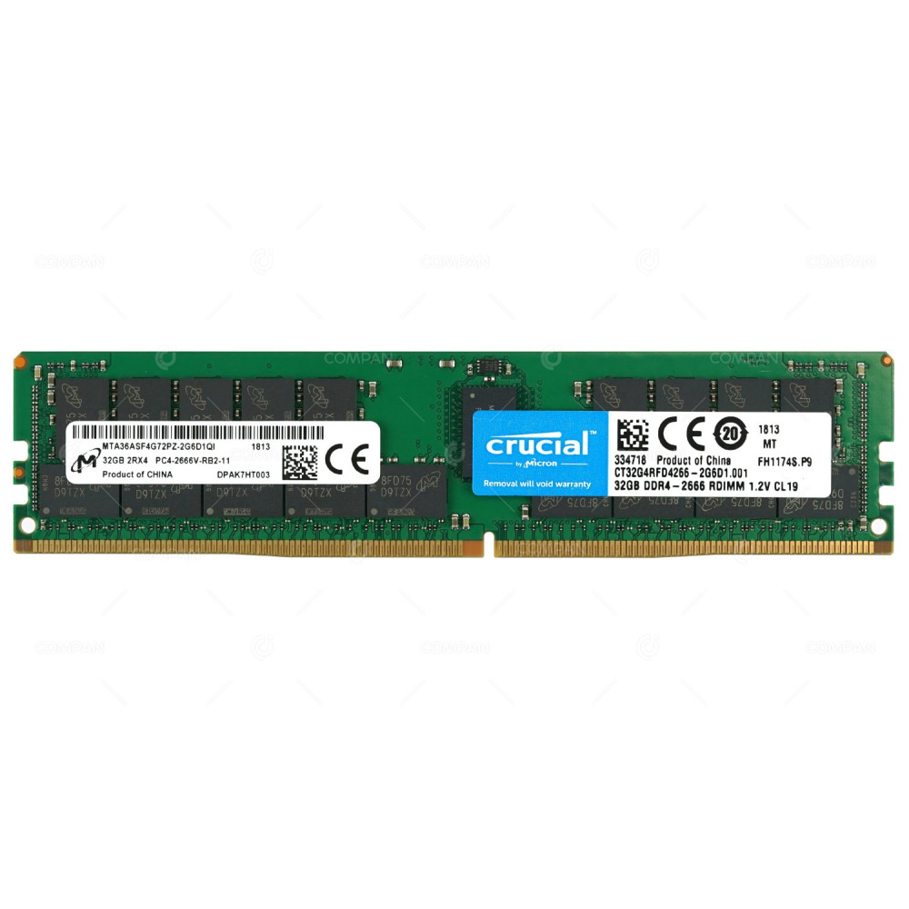 CT32G4RFD4266-2G6D1.001 CRUCIAL MEMORY 32GB 2RX4 PC4-2666V RDIMM ECC DDR4 21300V